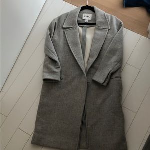 ISSA light gray oversized wool coat